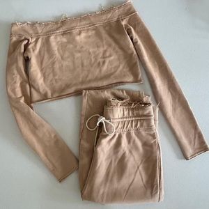 beige tracksuit set mistress rocks raw edge size medium